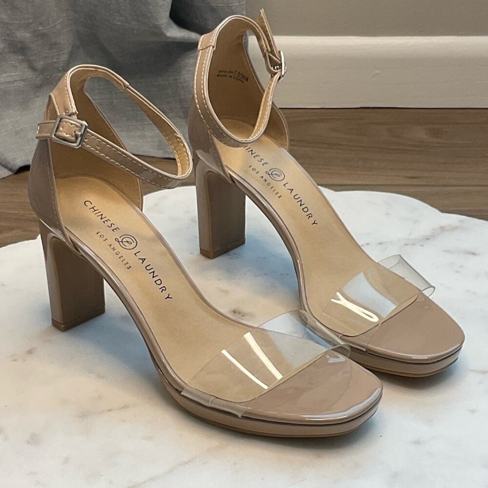 Chinese Laundry Timi Nude Platform Sandal Strap Heel | Women's 7.5 US